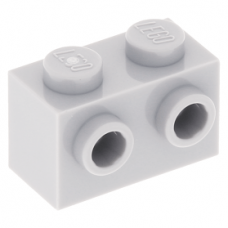 LEGO kocka 1x2 két oldalán két-két bütyökkel, világosszürke (52107)